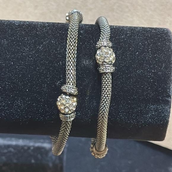 Silver Tone Stretch Rhinestones Bracelets set of two vintage Silpada - Picture 2 of 11